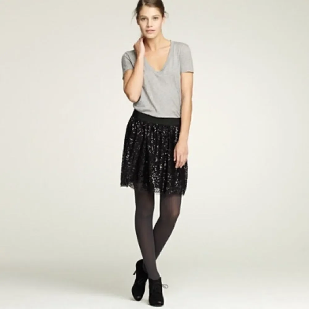 J Crew Starry Night Black Sequin Mini Skirt